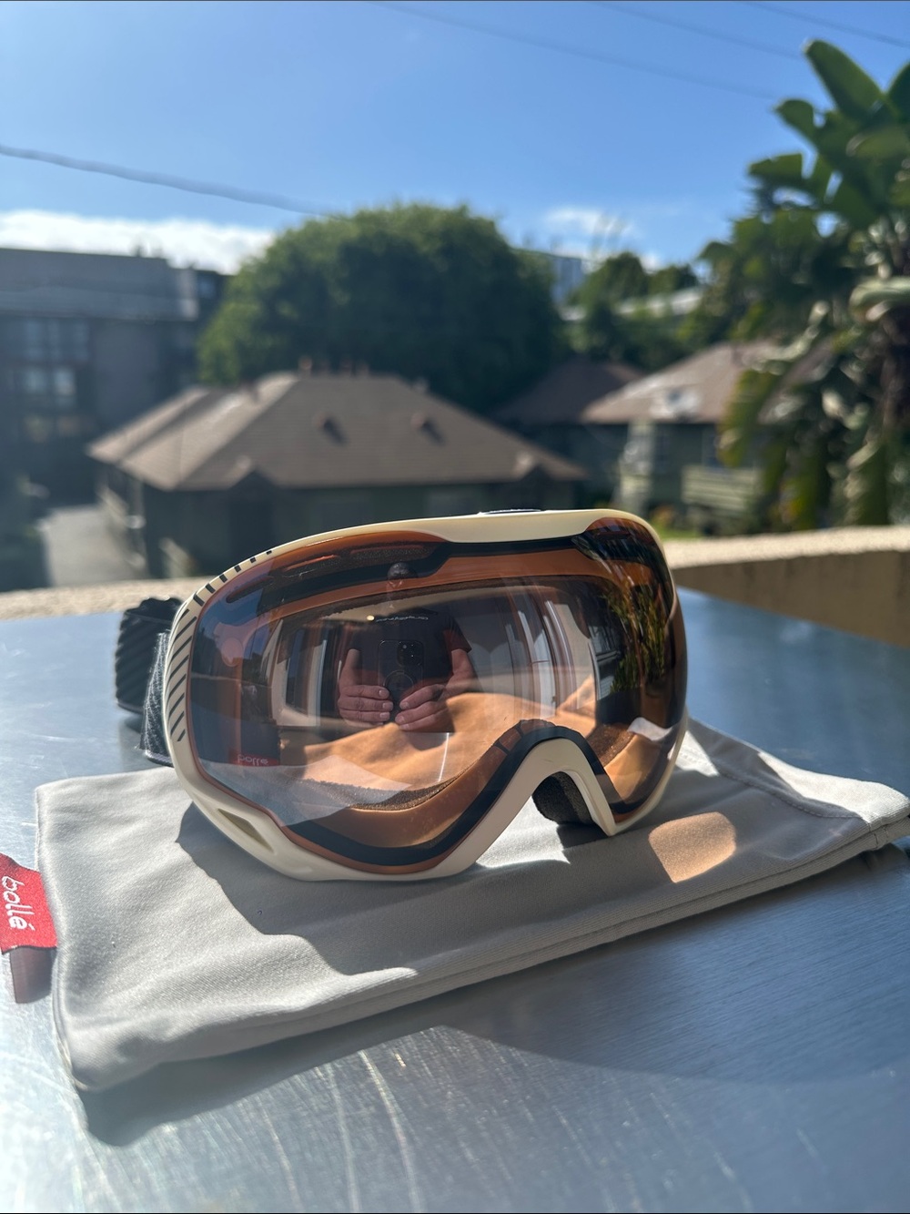 bolle Ski Goggles in Cream with Bronze Lens